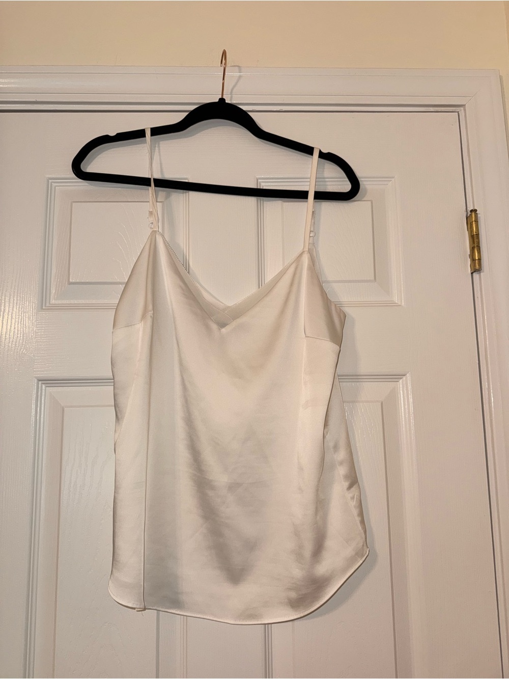 White House Black Market Ivory Satin V-Neck Cami Tank